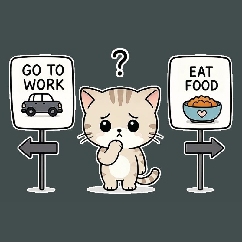Katzendilemma: Arbeit oder Mahlzeit