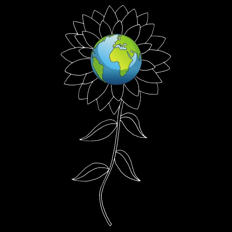 Planète Terre et fleur de tournesol blanche