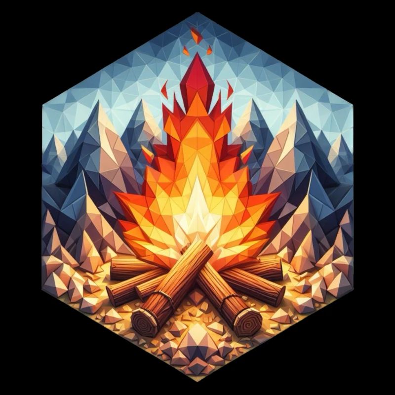 A polygon-style campfire