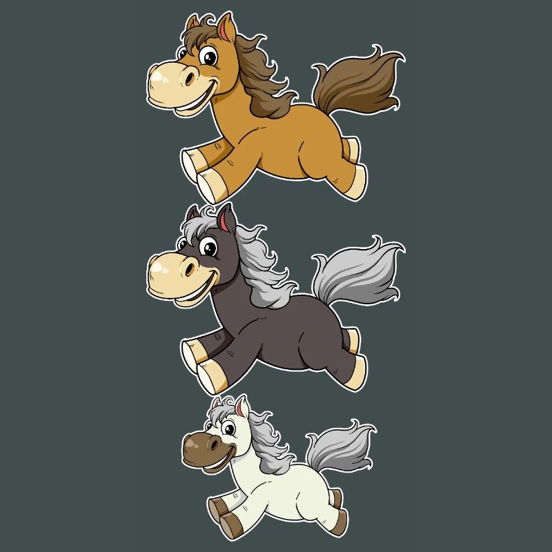 Three Galloping Horses Comic Design
