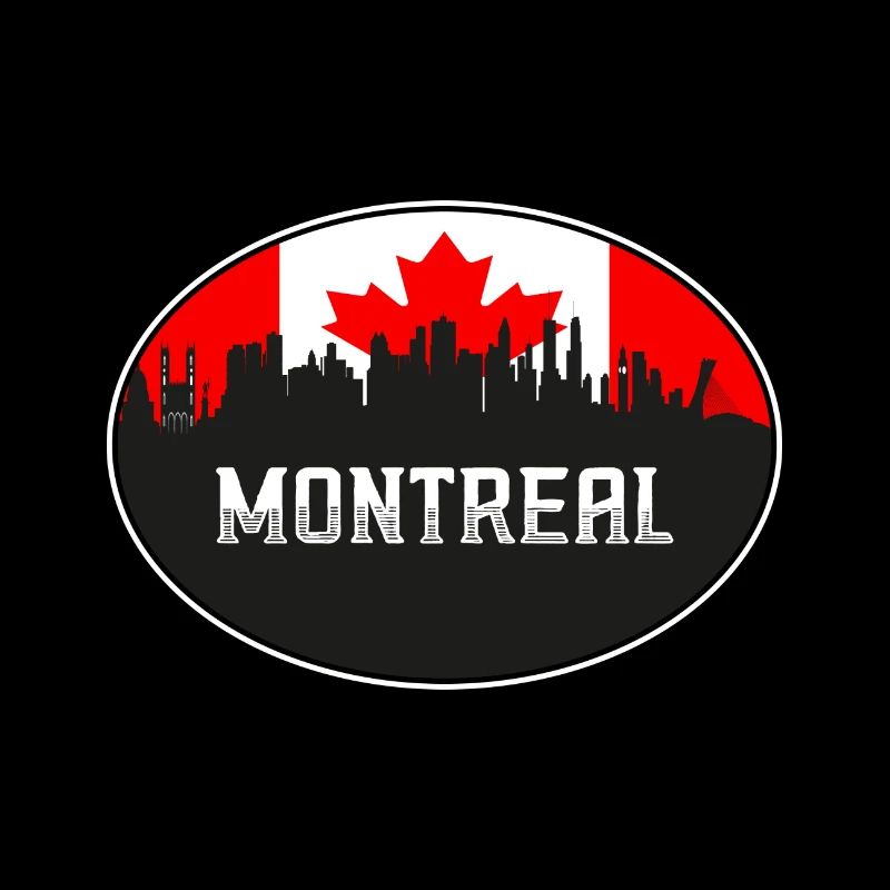 Montréal Canada Skyline Silhouette Drapeau canadien T