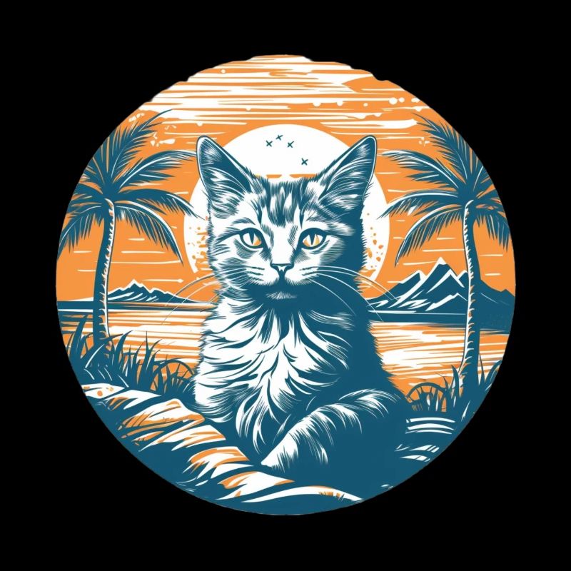 Tropical Cat Magic at Sunset