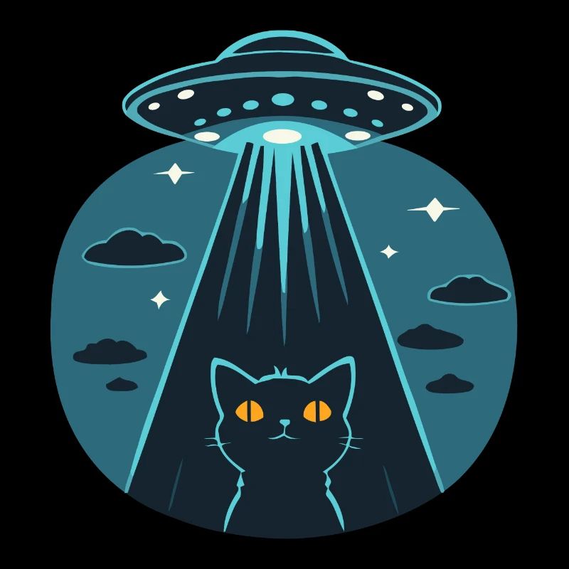 Funny UFO, Alien, Cat