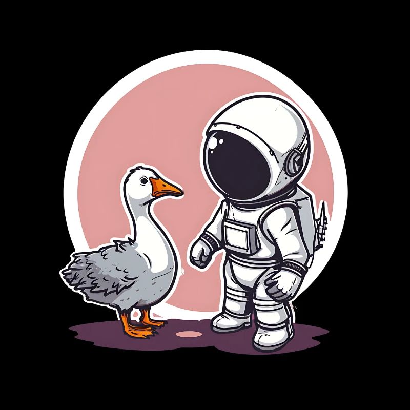 Cute Astronaut and Goose Cartoon Design | Space