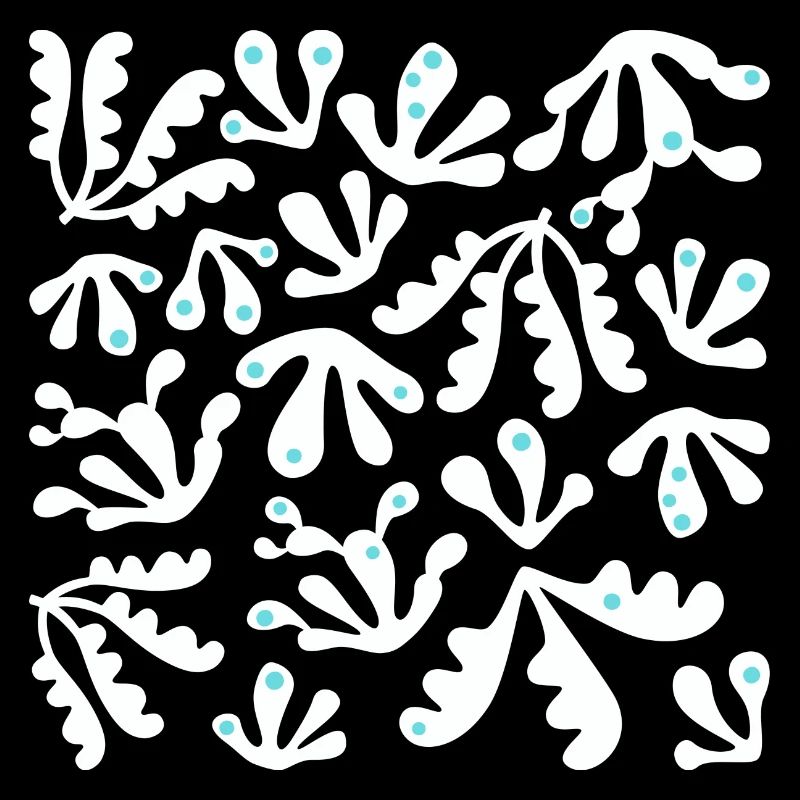 Abstract Coral L White Blue Dots