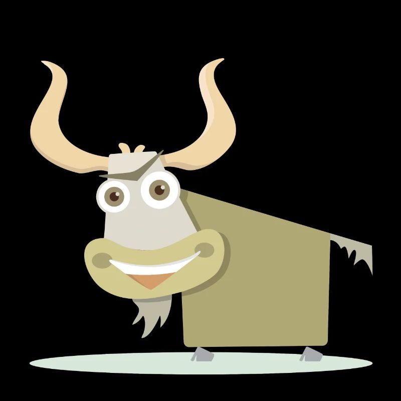 Fröhliche Illustration einer tibetischen Kuh.