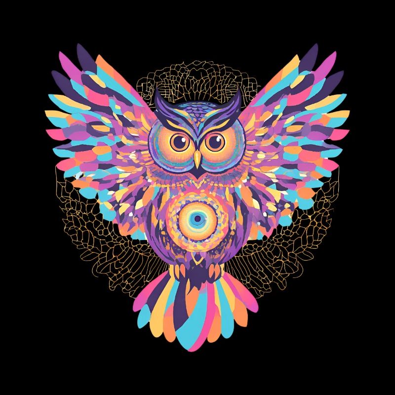 Regenbogenmandala-Eule