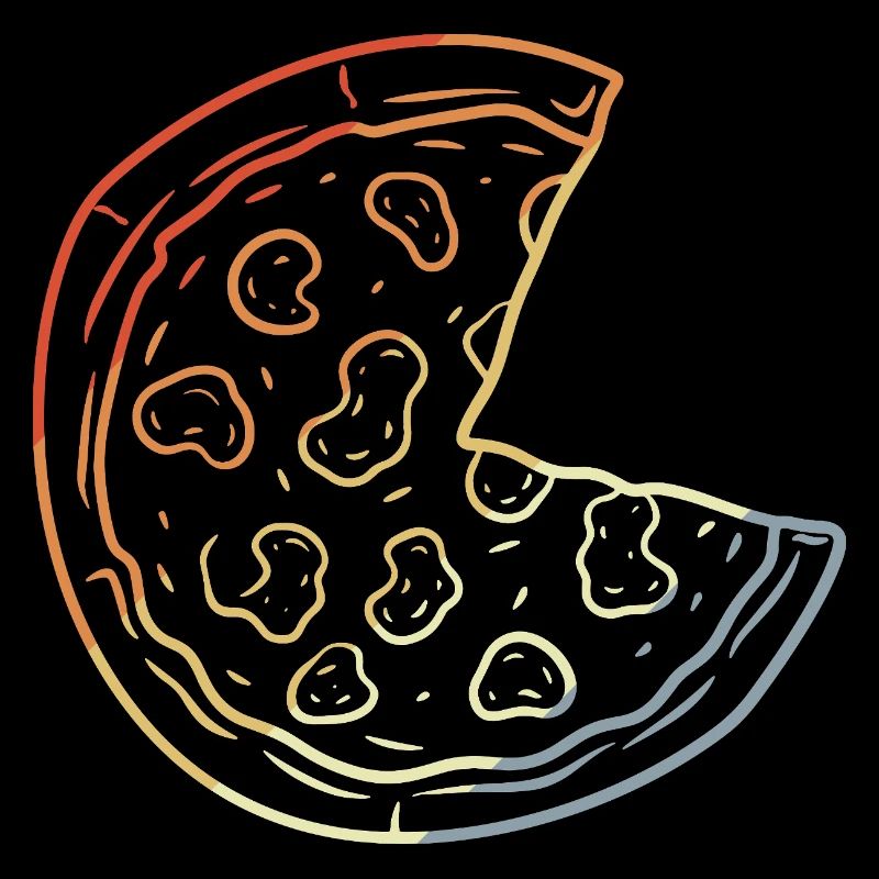 Pizza Line Art Retro