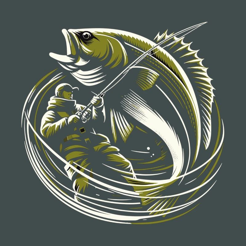 Pêche Pêcheur Morue Poisson Géant Vert Olive Cadeau