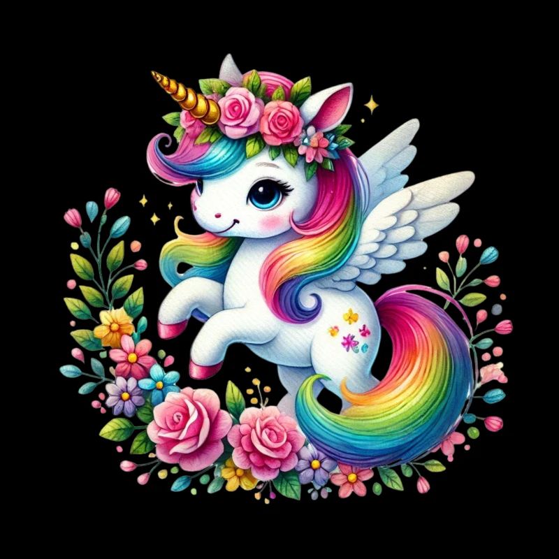 Licorne fleur arc-en-ciel