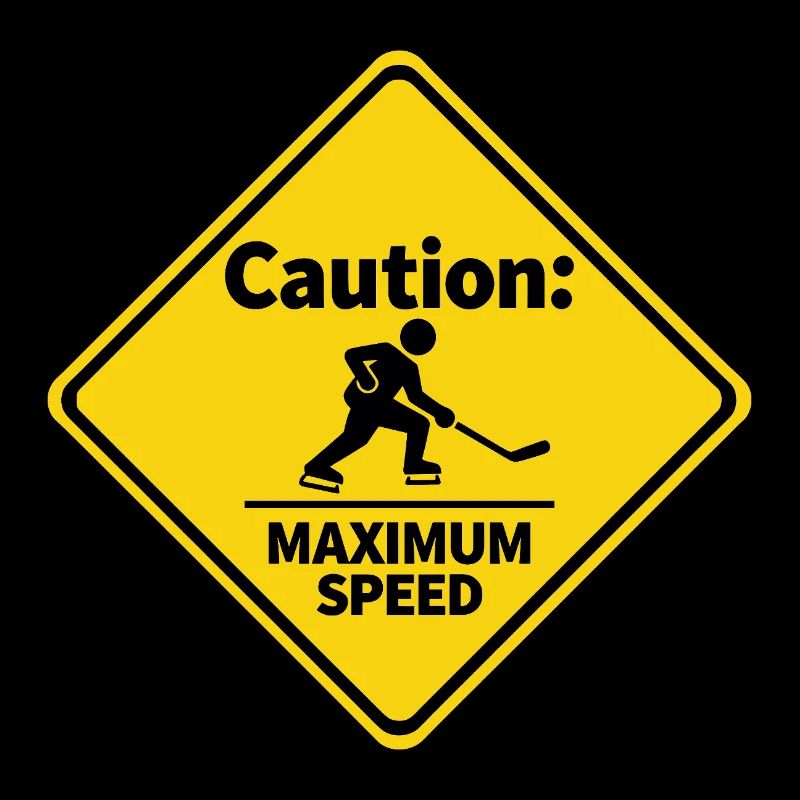 Caution Maximum Speed Eishockey Warnschild