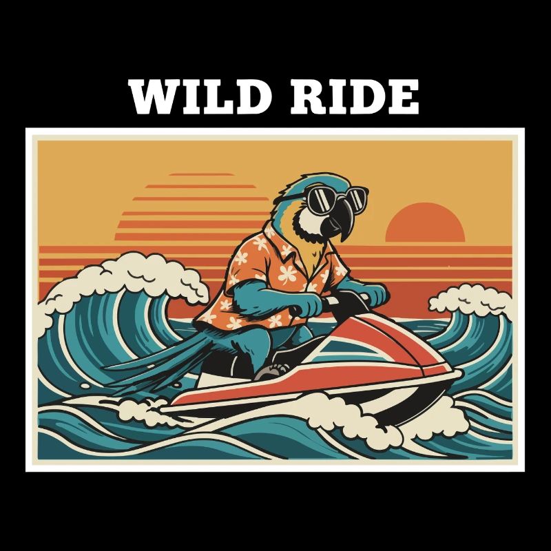 Retro Jet Ski Parrot "Wild Ride"