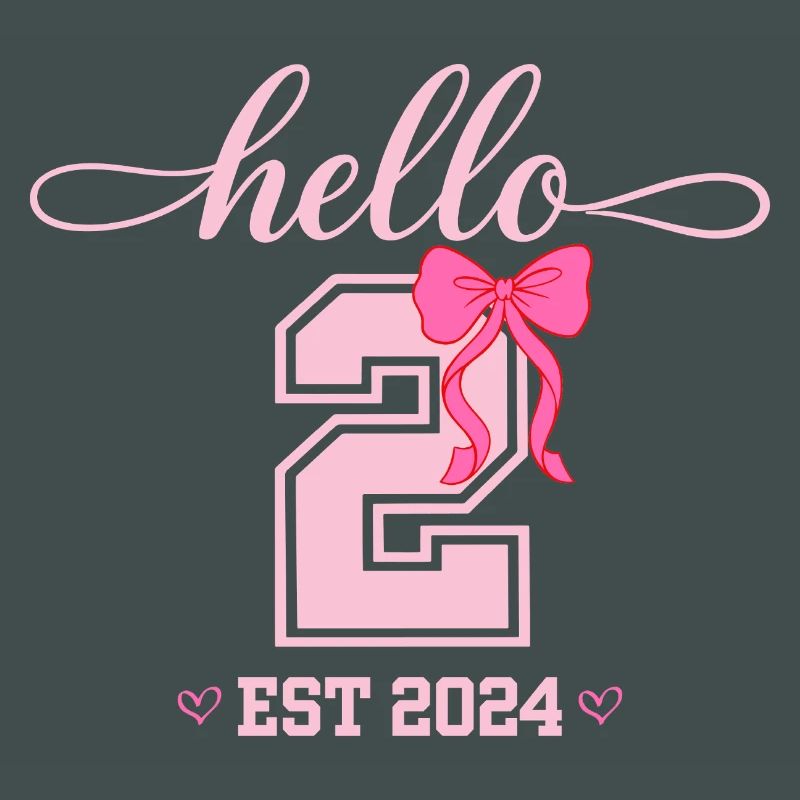 Hello 2 Est 2024 Pink Bow Design