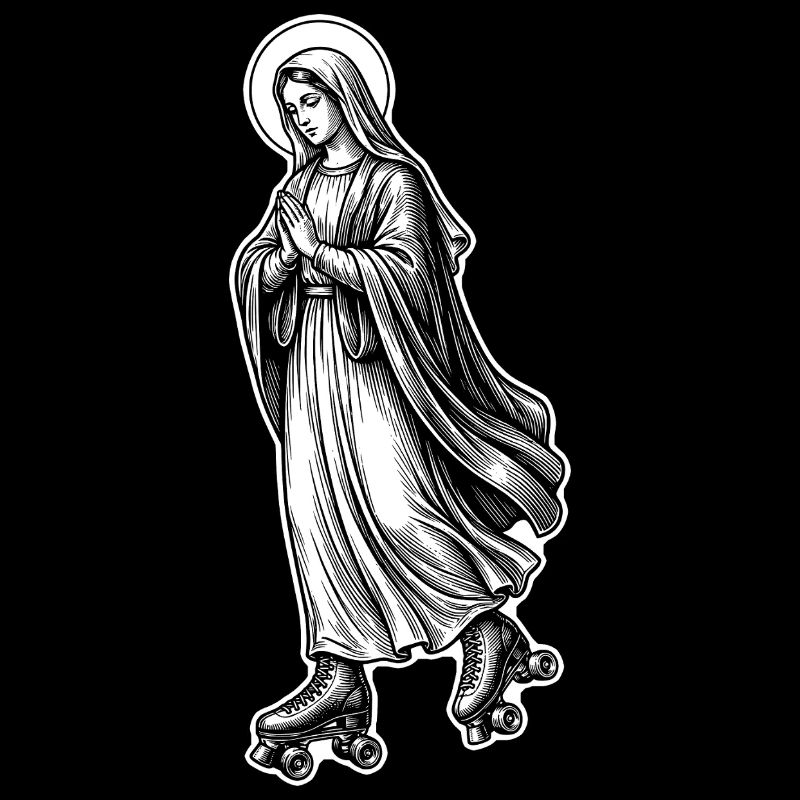 Roller Skate Mary - Funny Virgin Mary Meme