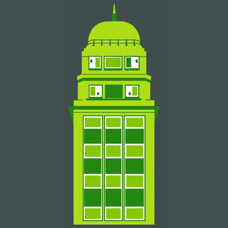 Retro Green Tower Clock
