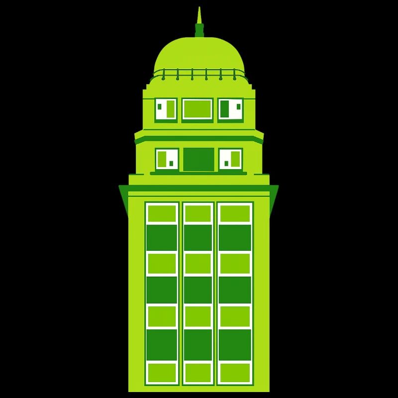 Retro Green Tower Clock