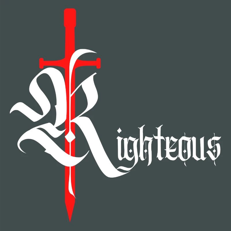 Gothique Righteous Design avec épée avec texte blanc