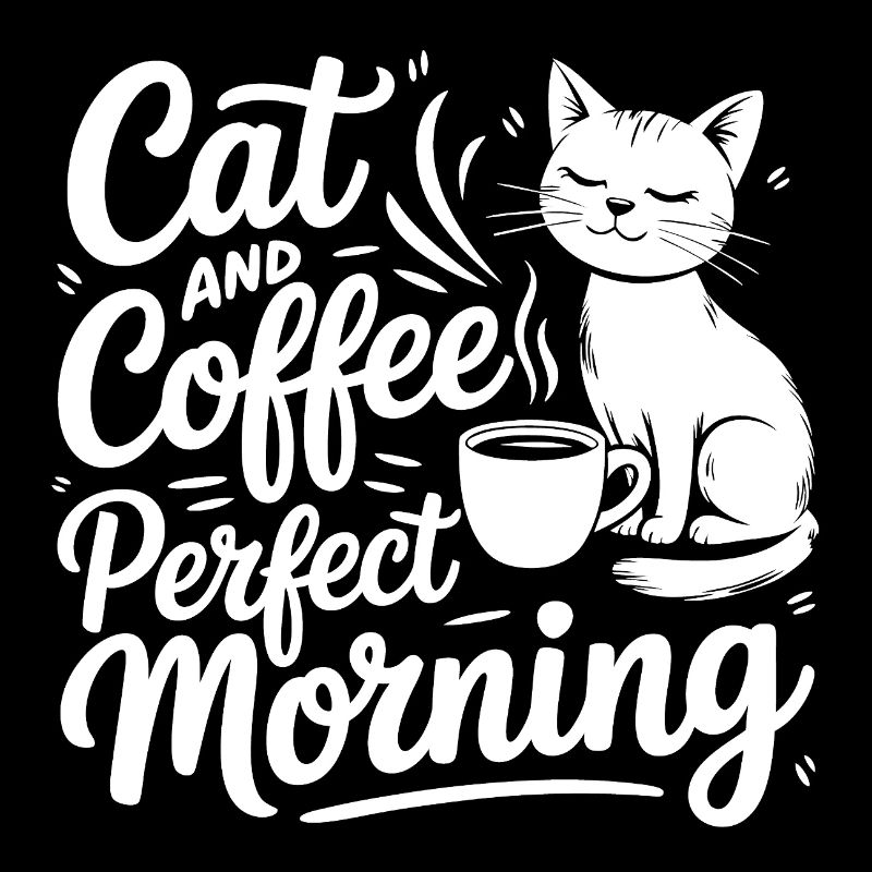 Motif de chat avec café et café du matin