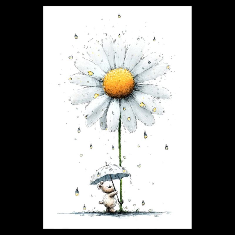 Gänseblümchen Bär mit Regenschirm