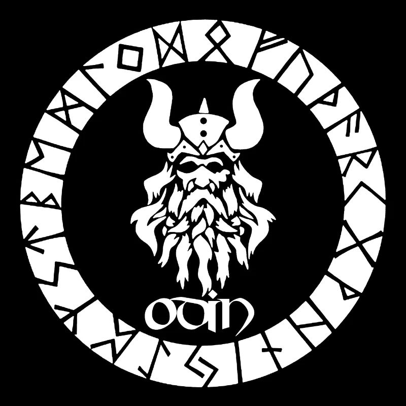 Dieu Odin et runes vikings blanches