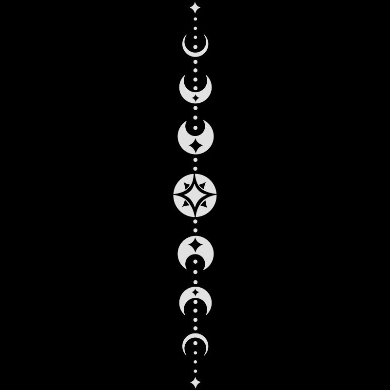 Totem mit Mondphasen und Sternen. White.