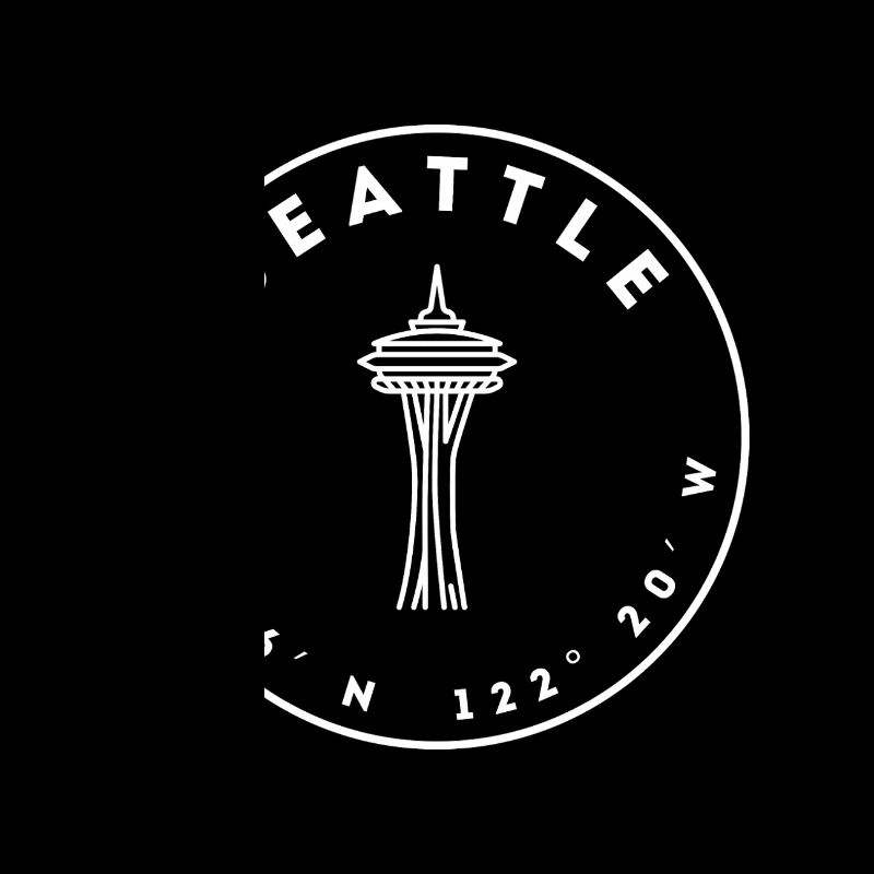 Seattle mit Space Needle und Koordinaten