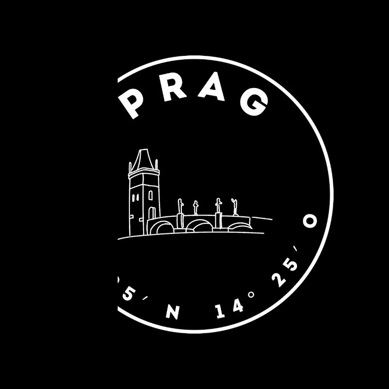 Prag mit Brücke und Koordinaten