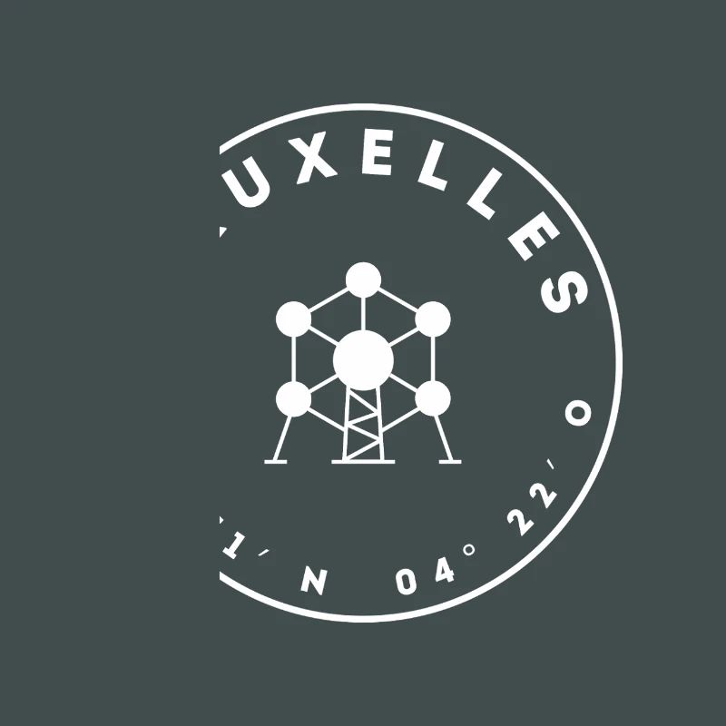 Brussels with Atomium and coordinates