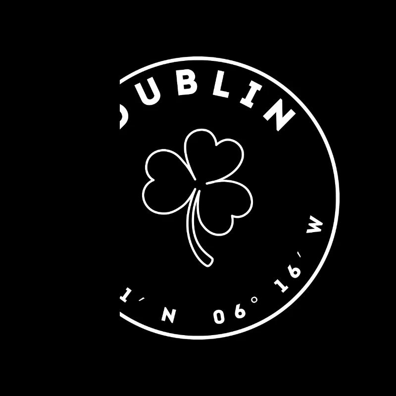 Dublin with Shamrock and Coordinates