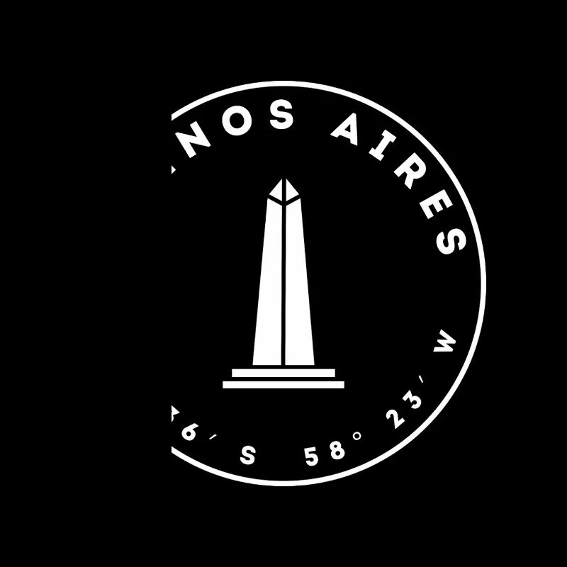 Buenos Aires with monument and coordinates
