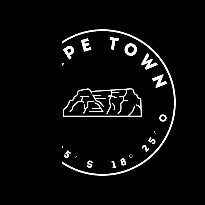 Cape Town with Table Mountain and coordinates