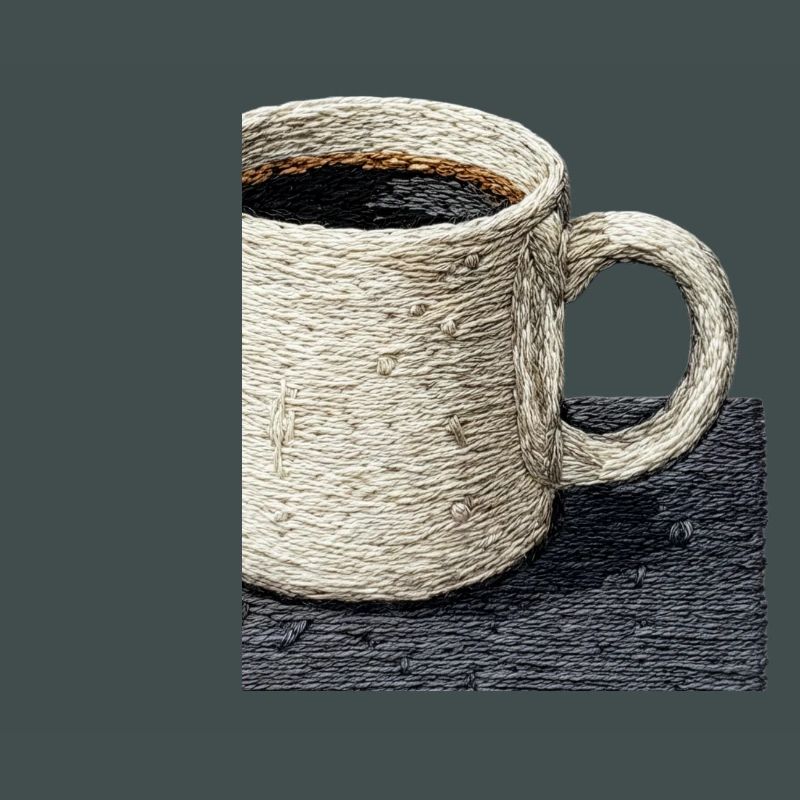Embroidered mug filter coffee slow coffee (printed)