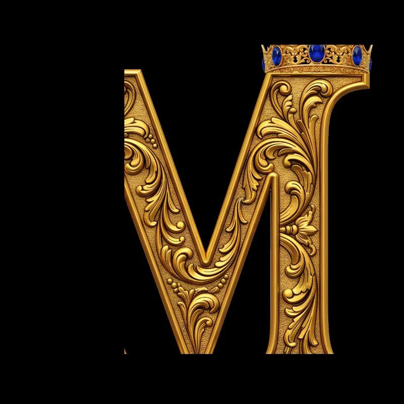 Monogramme M doré baroque
