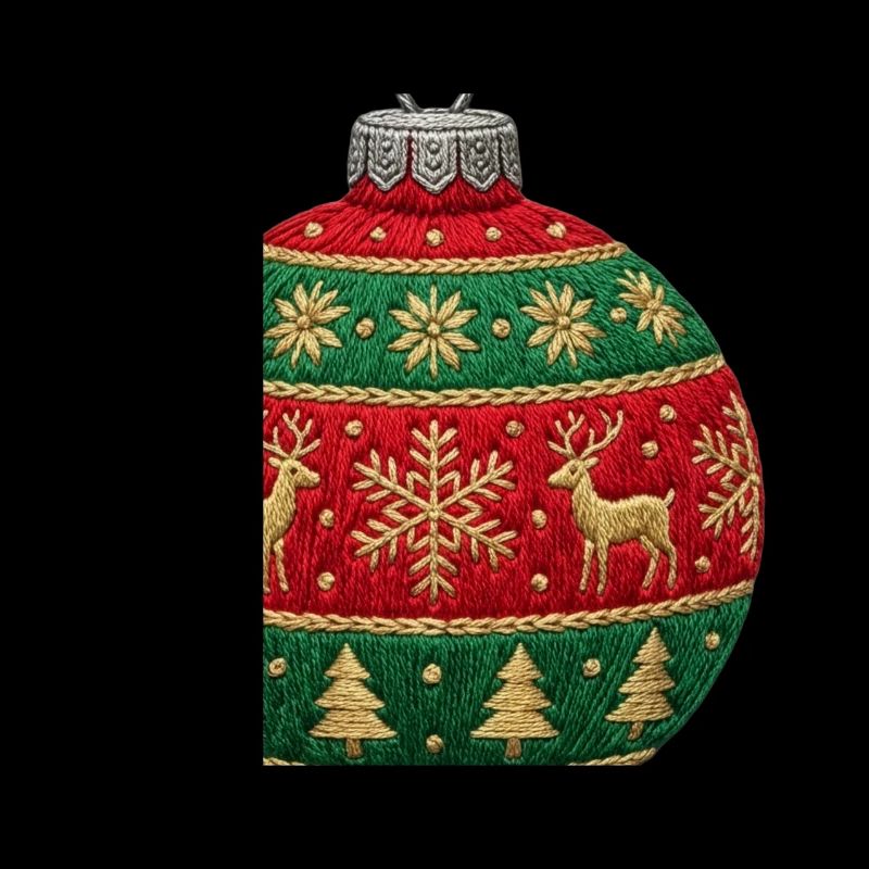 Bestickte Weihnachtskugel – minimalistischer Schmuck