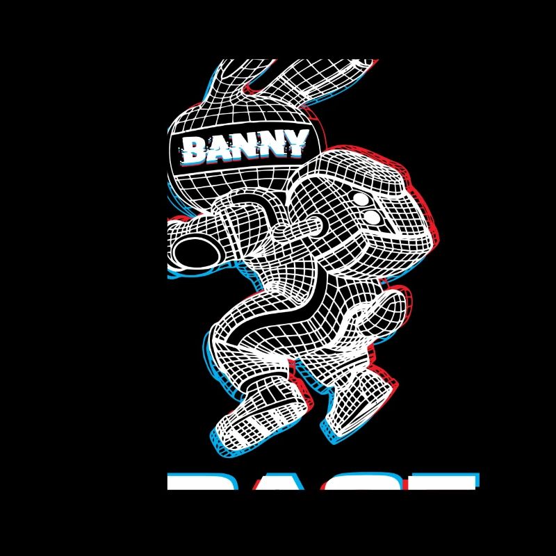 Abstract Space Bunny with 3D Effect