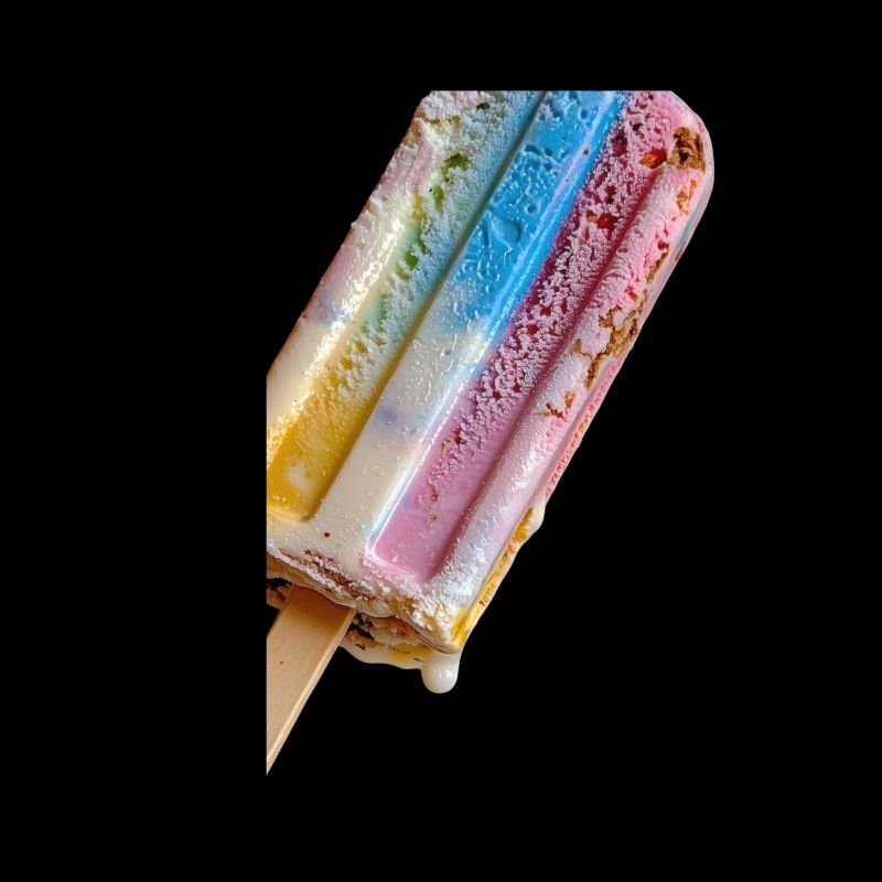Rainbow cream on a stick
