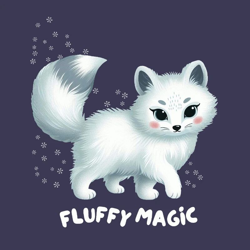 White Fox with Fluffy Kitty