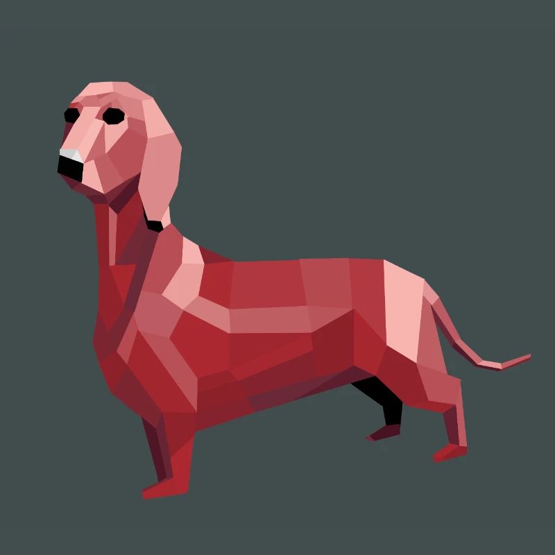 Dackel low poly rot