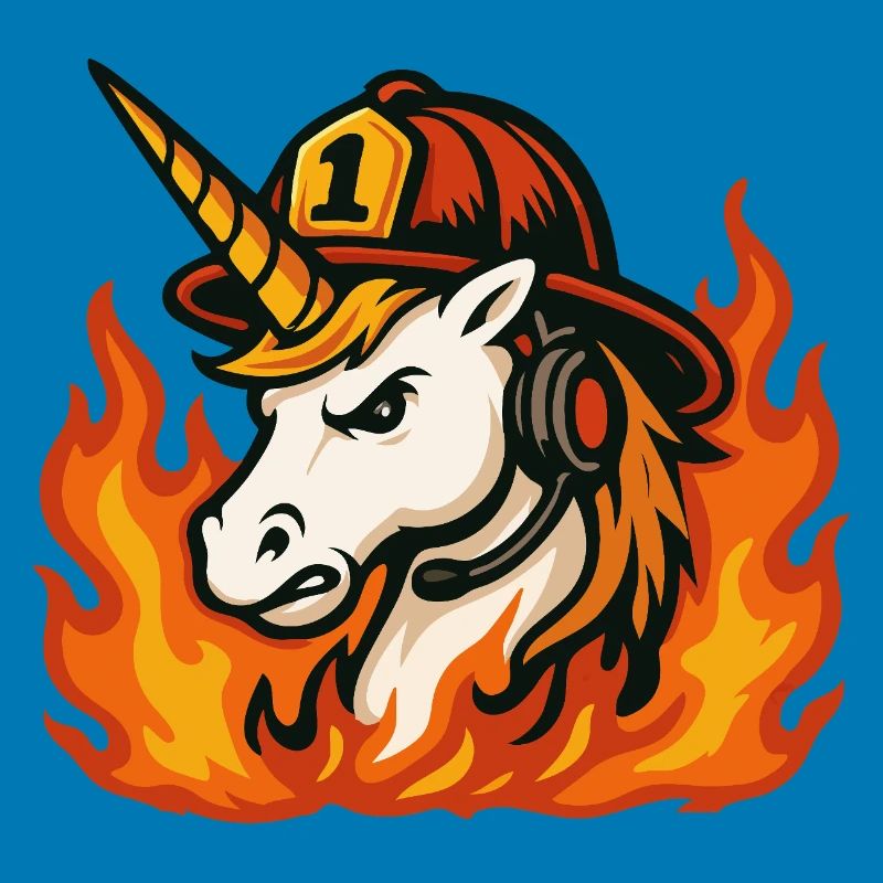 Flammender Einhorn-Feuerwehrmann