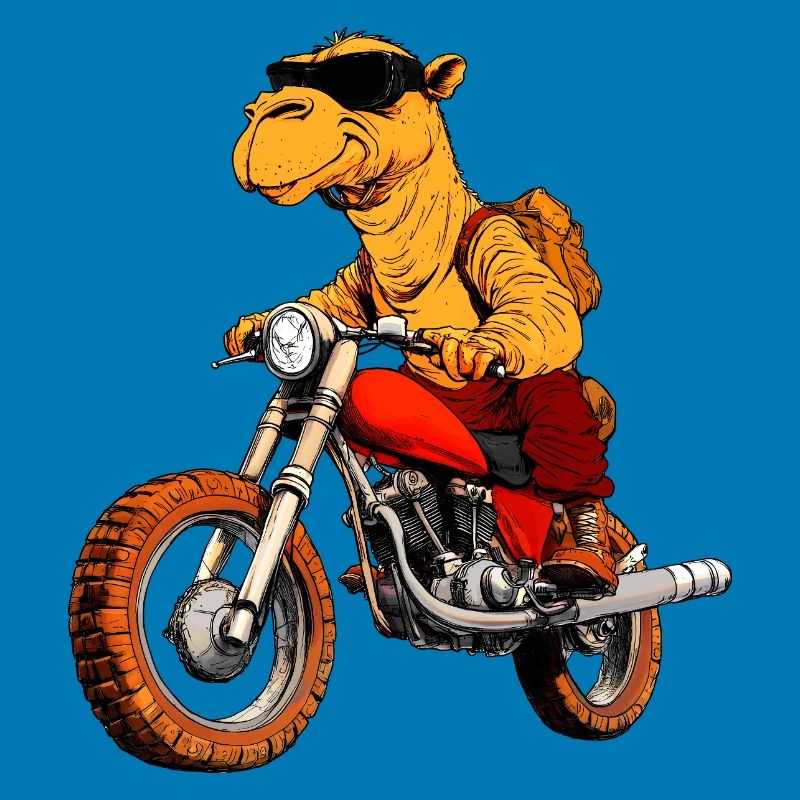 Kamel Motorradfahrer