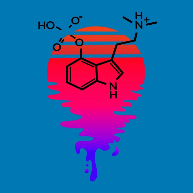 Psilocybin Molecule with Retro Sunset