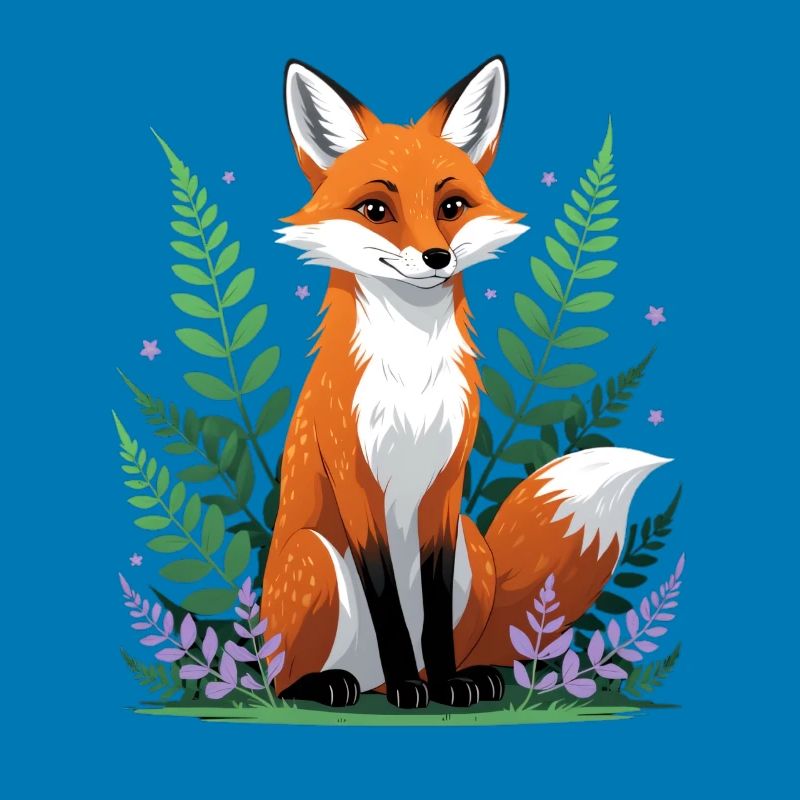 Wald-Fuchs mit Blumen und Blättern