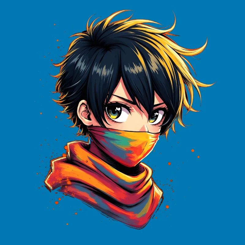 Farbiger Ninja mit Maskerade