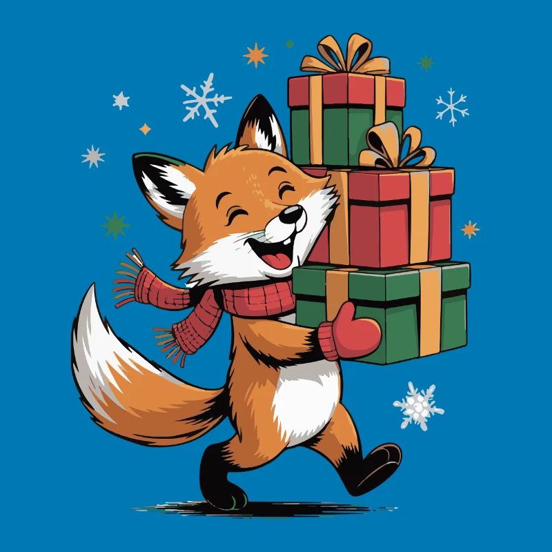 Fuchs mit Weihnachtsgeschenken