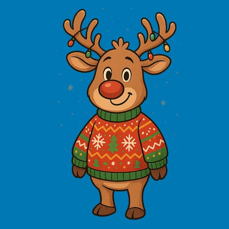 Winterhirsch im Weihnachtspullover