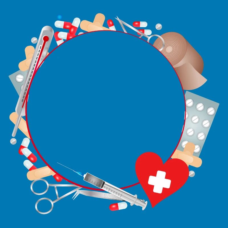 Erste Hilfe Set oder Reiseapotheke als Rahmen