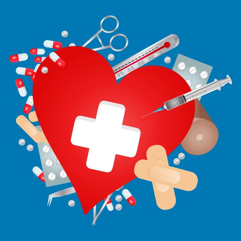 Erste Hilfe Set oder Reiseapotheke mit Herz
