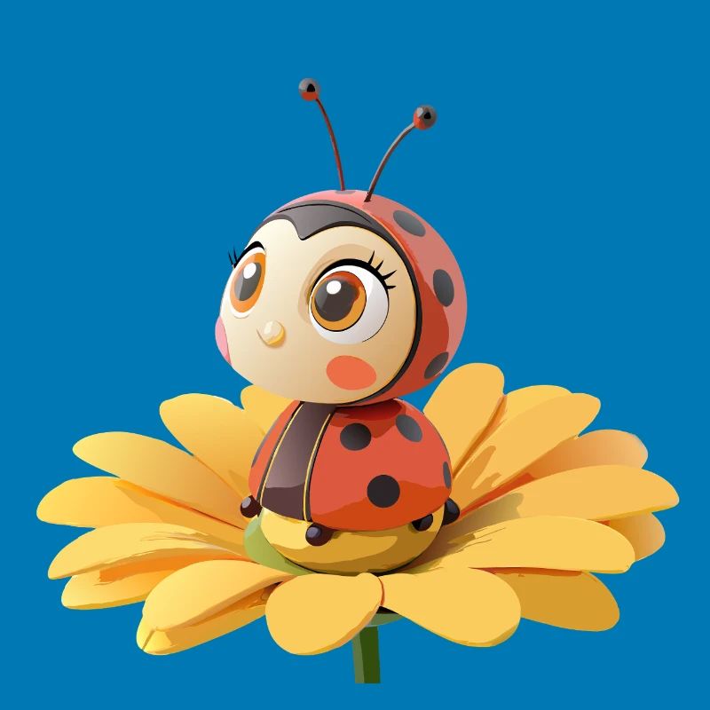 Süßer Marienkäfer auf einer Blume