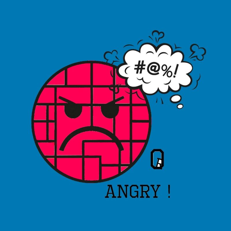 Angry with Wall Pattern and Frustration Expression