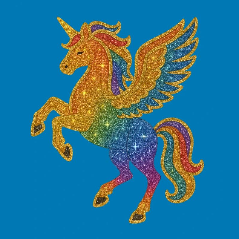 Glitzernde Regenbogen-Pegasus-Illustration